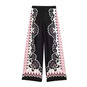 Black and Pink Satin Pants